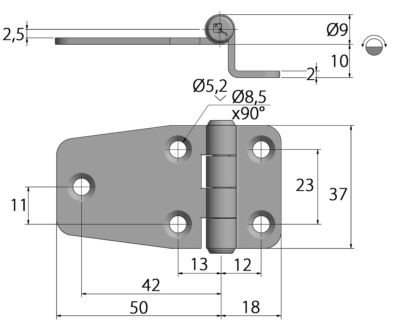 DOOR HINGE 37x68mm 4 DOOR HINGE 37x68mm - Image 4