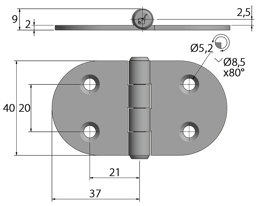 HINGE 74x40MM 4 HINGE 74x40MM - Image 4
