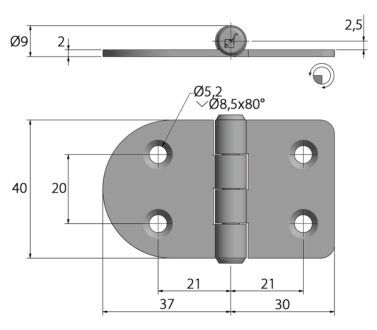 HINGE 67x40MM 4 HINGE 67x40MM - Image 4