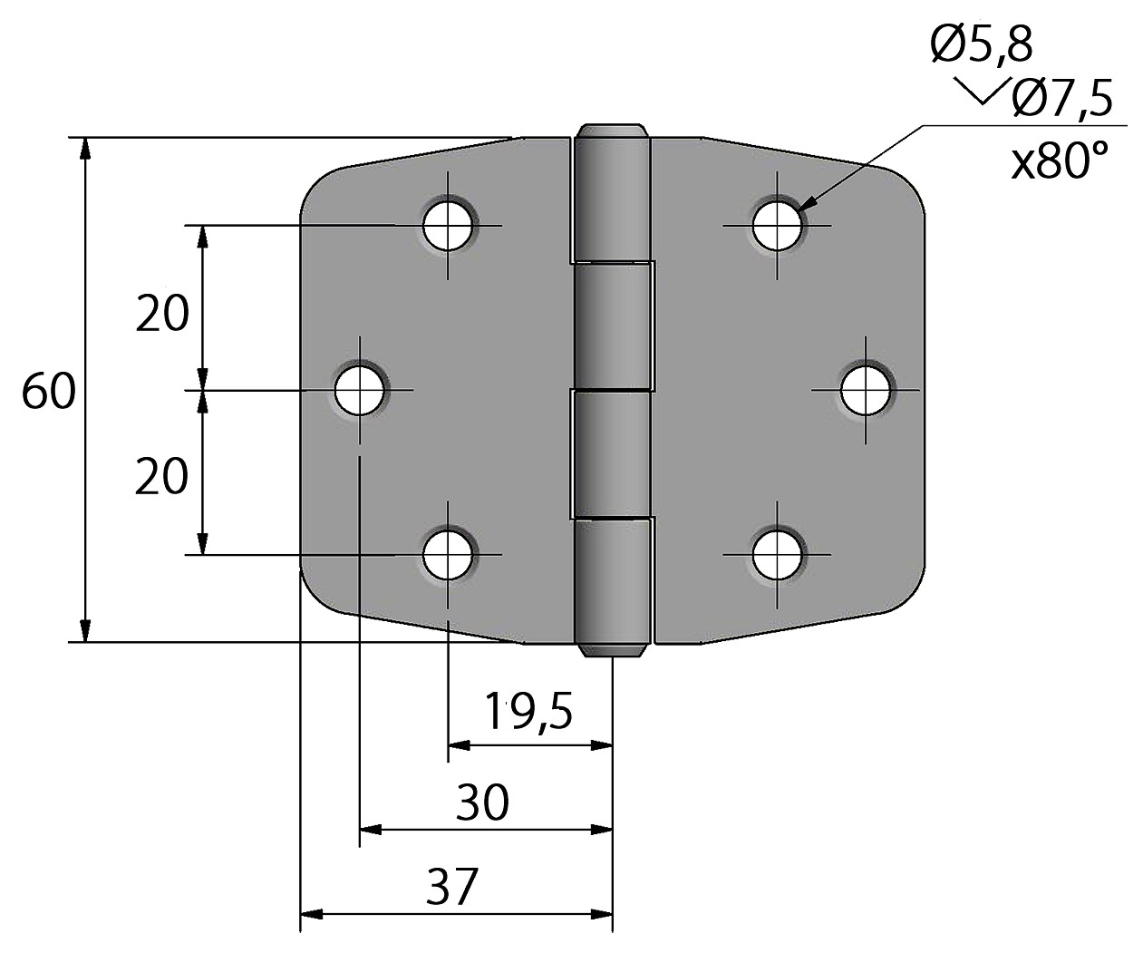 HINGE 60x74MM 4 HINGE 60x74MM - Image 4