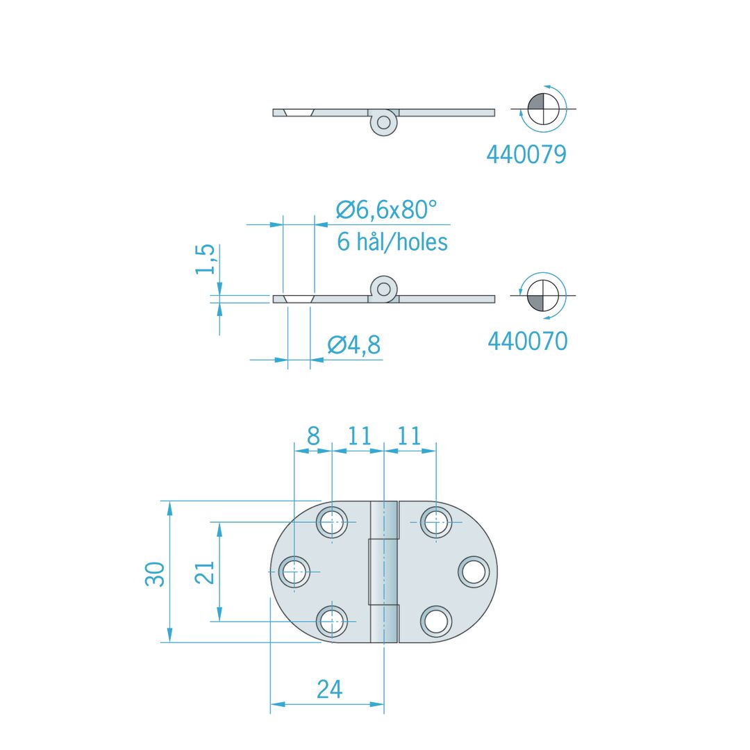 DOOR HINGE 30x48MM 2 DOOR HINGE 30x48MM - Image 2