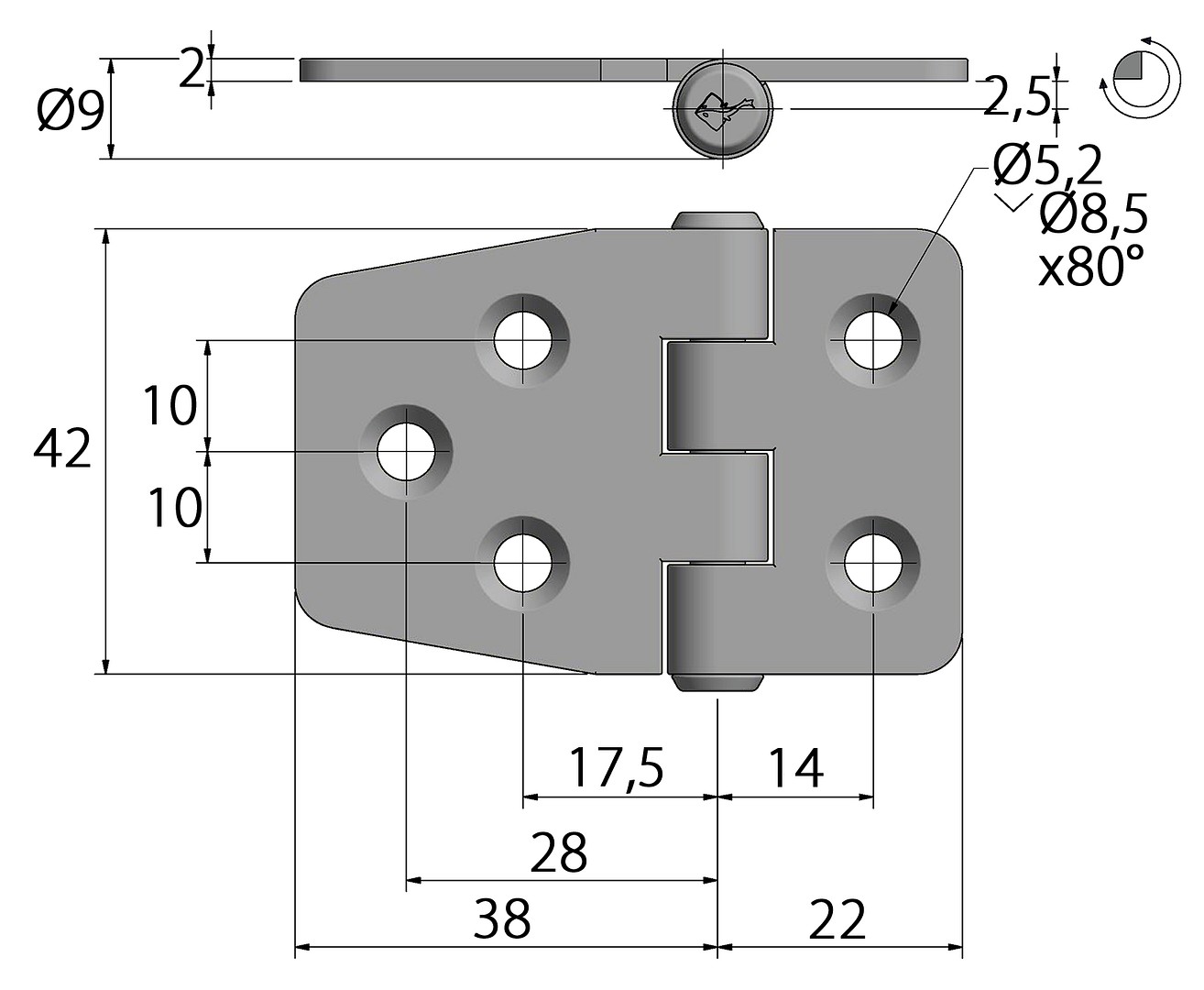 DOOR HINGE 60x40mm 4 DOOR HINGE 60x40mm - Image 4