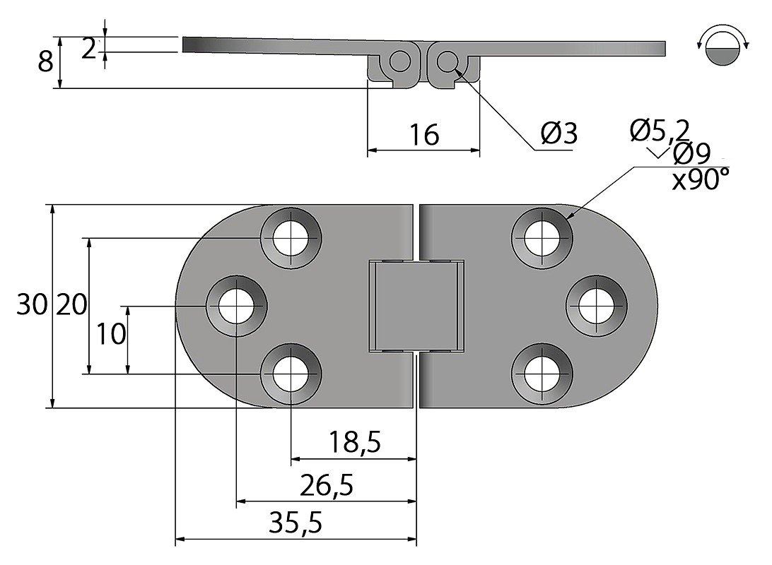 DOOR HINGE 30x71MM 4 DOOR HINGE 30x71MM - Image 4