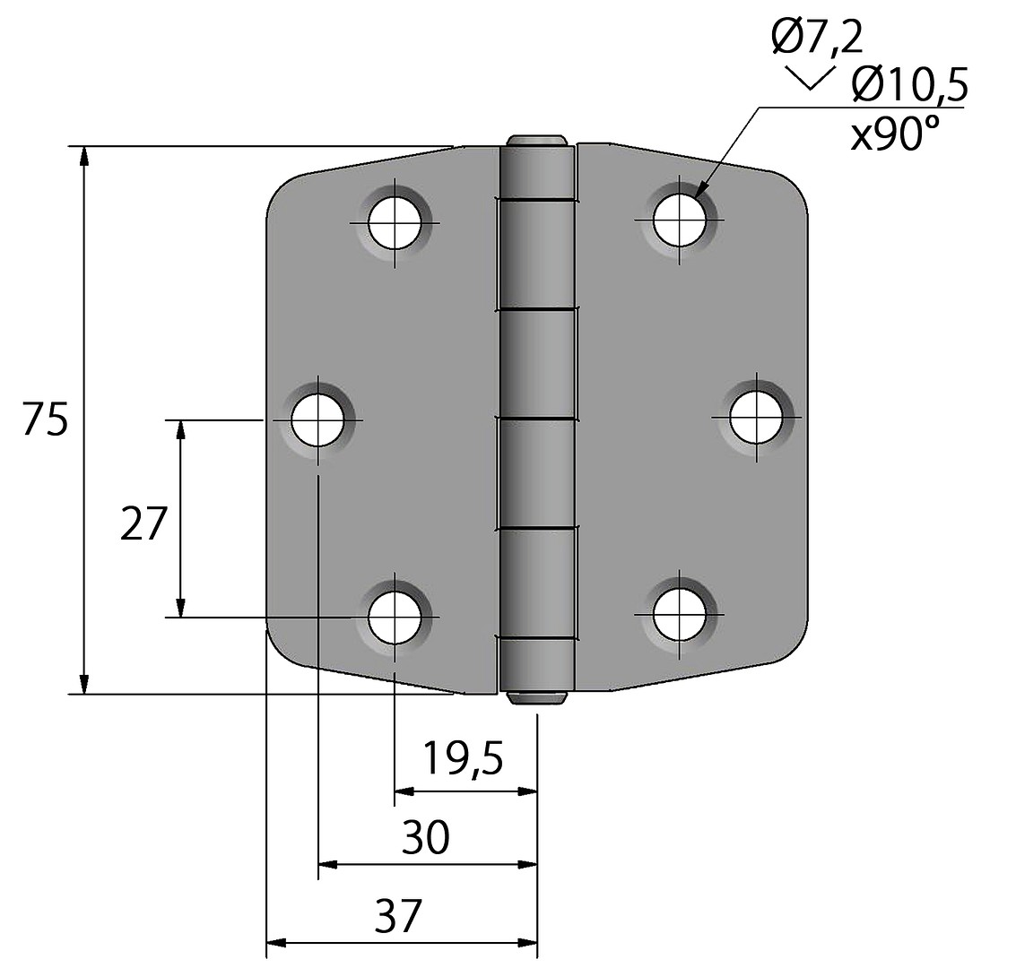 CENTER PIN HINGE 75x74MM 4 CENTER PIN HINGE 75x74MM - Image 4