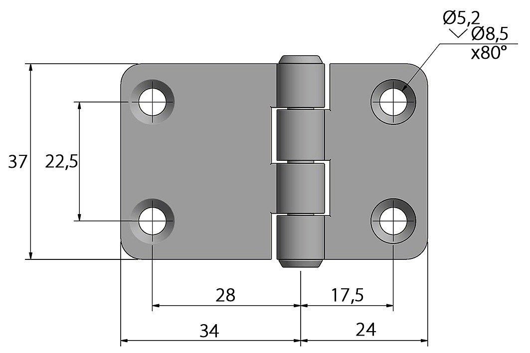 HINGE 37x58MM 3 HINGE 37x58MM - Image 3