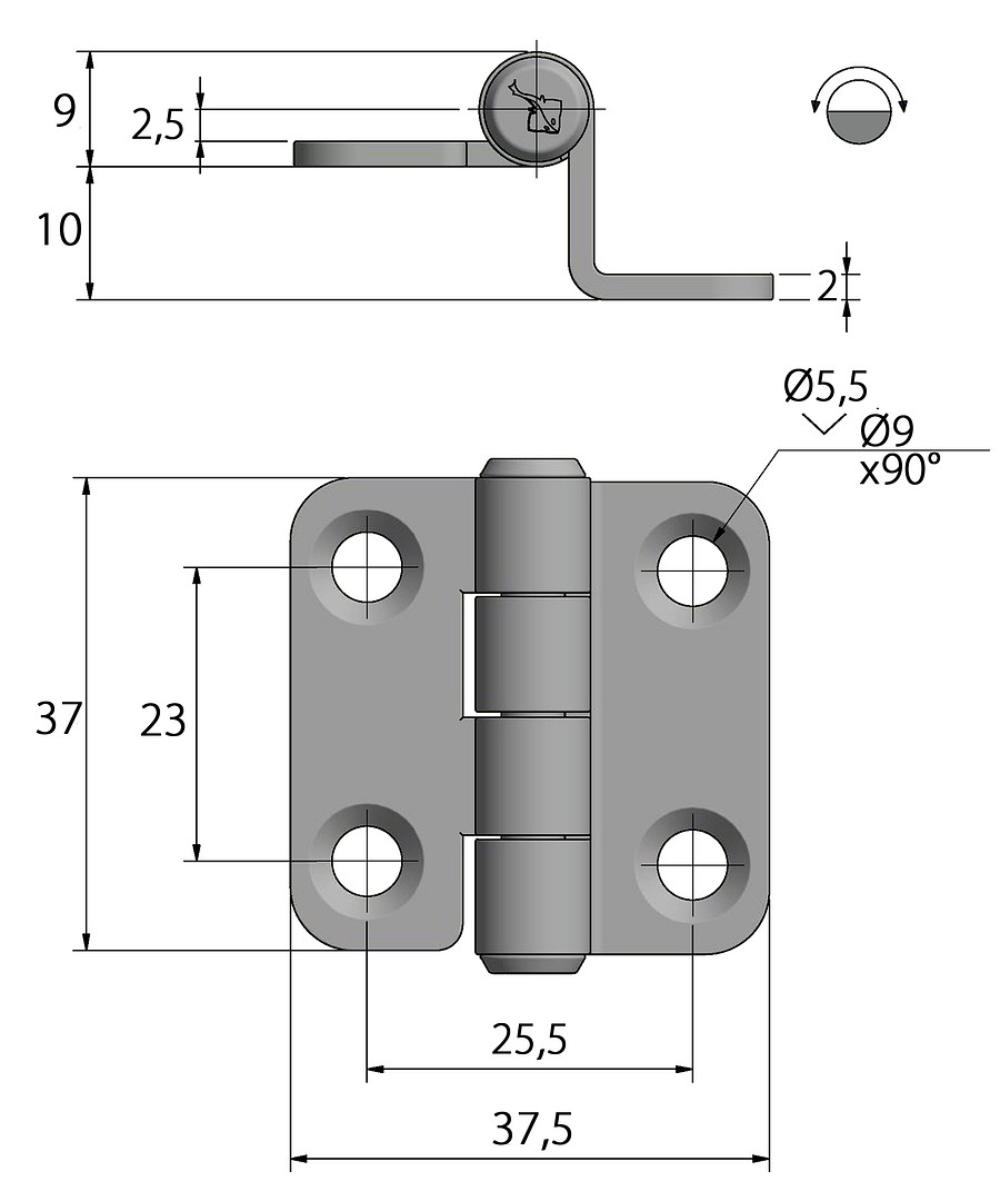 DOOR HINGE 37x38mm 5 DOOR HINGE 37x38mm - Image 5