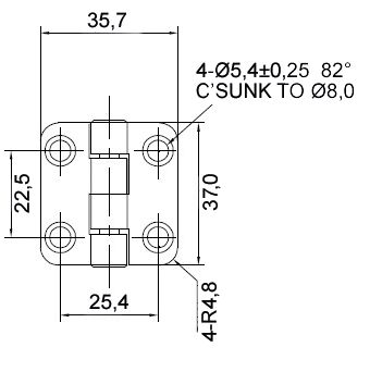 HINGE WITH COVER SHEET 37.5x36.5MM 3 HINGE WITH COVER SHEET 37.5x36.5MM - Image 3