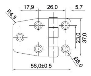 HINGE WITH COVER SHEET 37x56MM 5 9516003802m sarana fullhd
