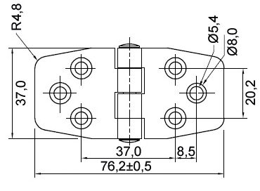 HINGE WITH COVER SHEET 37x76MM, TOP PIN 3 HINGE WITH COVER SHEET 37x76MM, TOP PIN - Image 3