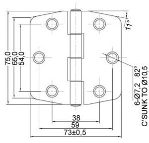HINGE WITH COVER SHEET 75x74MM 5 9516003808m sarana fullhd