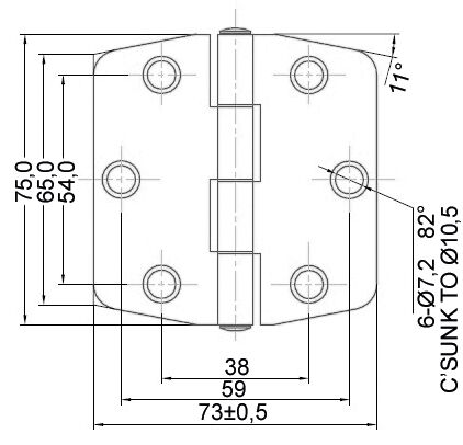 HINGE WITH COVER SHEET 75x74MM 3 HINGE WITH COVER SHEET 75x74MM - Image 3