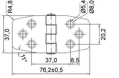 HINGE WITH COVER SHEET 37x76MM, CENTER PIN 3 HINGE WITH COVER SHEET 37x76MM, CENTER PIN - Image 3
