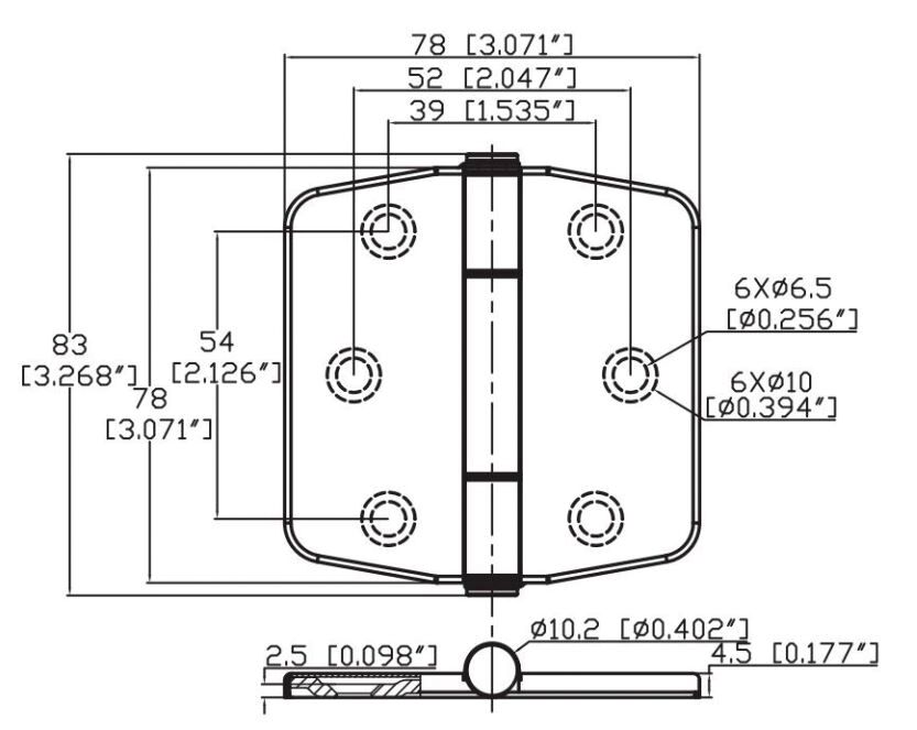 BUTTERFLY HINGE 78x78MM 3 BUTTERFLY HINGE 78x78MM - Image 3