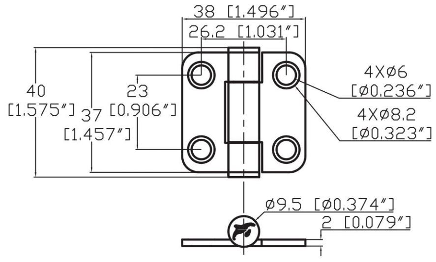 FRICTION HINGE AISI316 37x38MM 3 FRICTION HINGE AISI316 37x38MM - Image 3