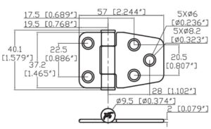 FRICTION HINGE AISI316 37.2x57MM 5 9516003832m sarana fullhd