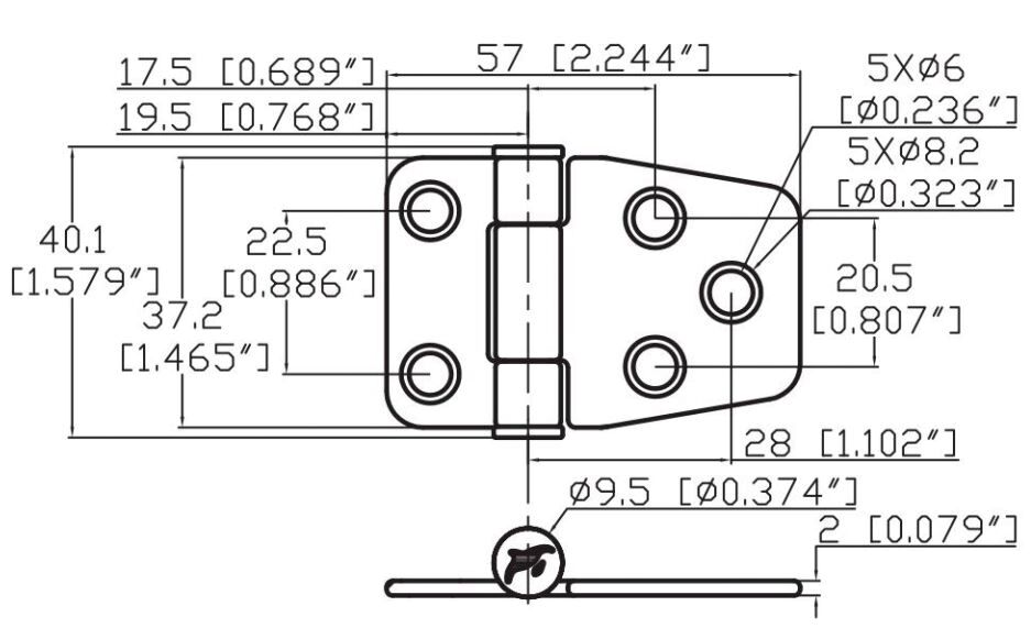 FRICTION HINGE AISI316 37.2x57MM 3 FRICTION HINGE AISI316 37.2x57MM - Image 3