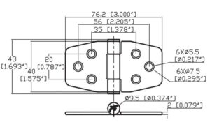 FRICTION HINGE AISI316 40x76MM 5 9516003834m sarana fullhd