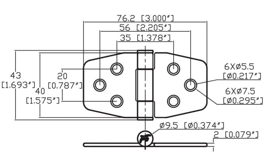 FRICTION HINGE AISI316 40x76MM 3 FRICTION HINGE AISI316 40x76MM - Image 3
