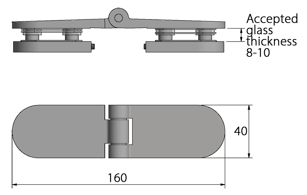 GLASS DOOR HINGE 40x160MM, GLASS-GLASS 4 GLASS DOOR HINGE 40x160MM, GLASS-GLASS - Image 4