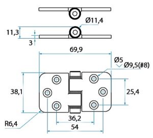 FRICTION HINGE 38.1x69.9MM, TOP PIN 5 9516003876m fullhd jpg