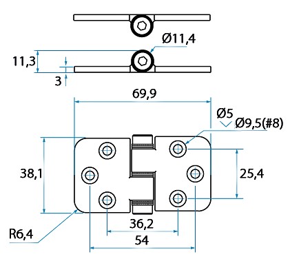 FRICTION HINGE 38.1x69.9MM, TOP PIN 3 FRICTION HINGE 38.1x69.9MM, TOP PIN - Image 3