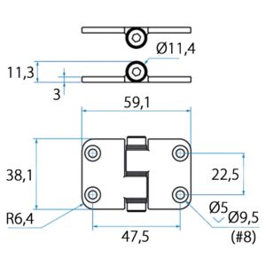 FRICTION HINGE 38.1x59.1MM, TOP PIN 5 9516003884m fullhd jpg