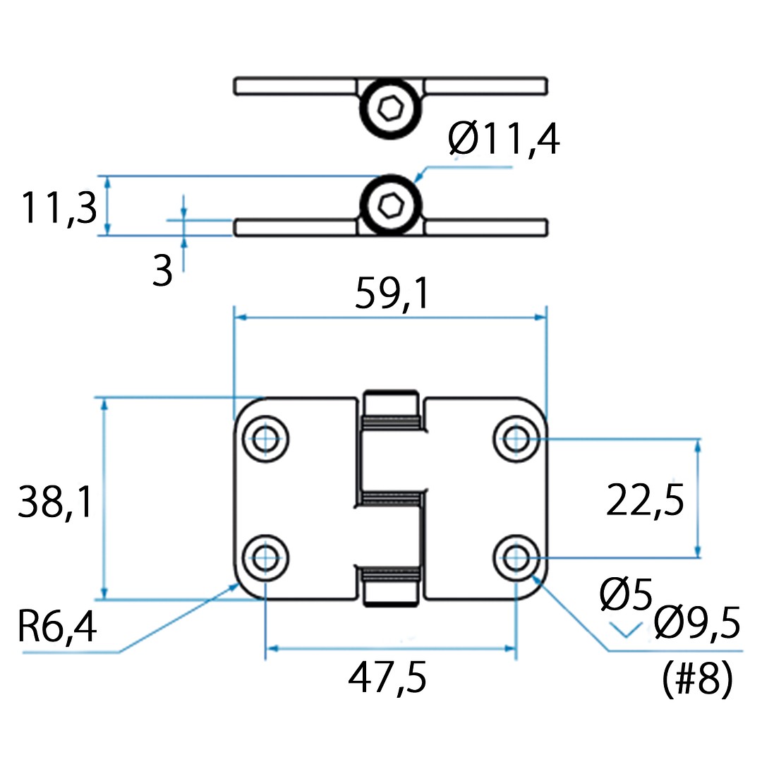 FRICTION HINGE 38.1x59.1MM, TOP PIN 3 FRICTION HINGE 38.1x59.1MM, TOP PIN - Image 3