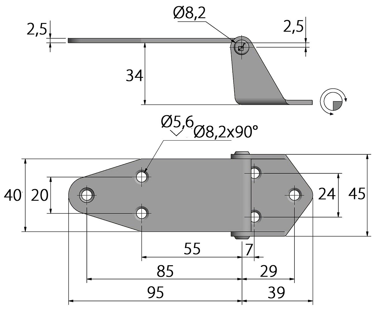 DOOR HINGE 34mm 4 DOOR HINGE 34mm - Image 4
