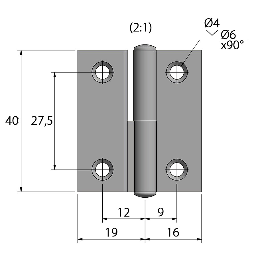 LIFTING HINGE 40x35mm RIGHT STAINLESS STEEL 4 LIFTING HINGE 40x35mm RIGHT STAINLESS STEEL - Image 4