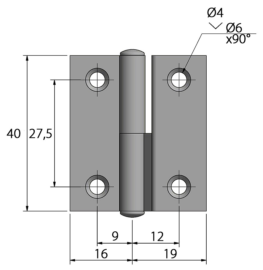 LIFTING HINGE 40x35mm LEFT STAINLESS STEEL 4 LIFTING HINGE 40x35mm LEFT STAINLESS STEEL - Image 4