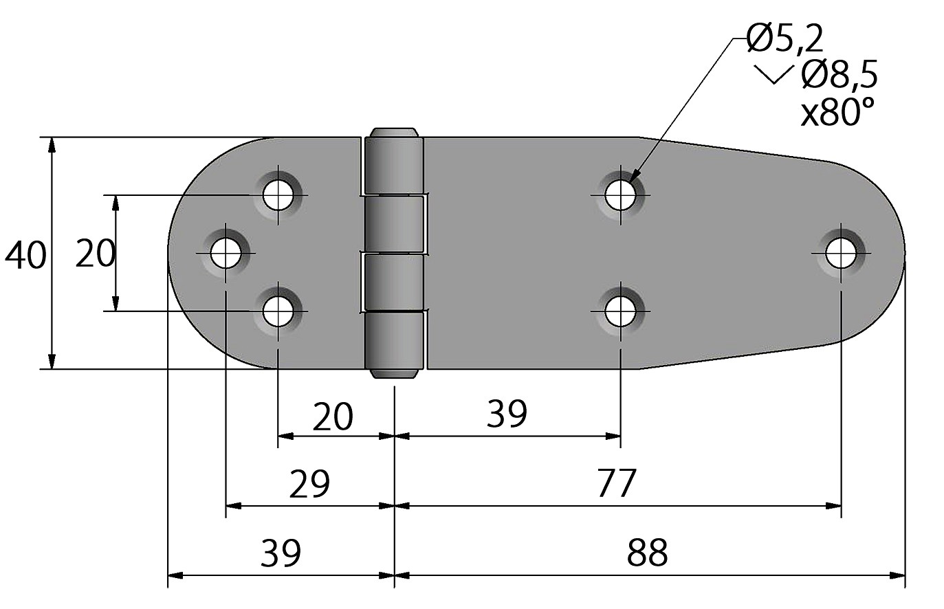 HINGE 40x127MM 3 HINGE 40x127MM - Image 3