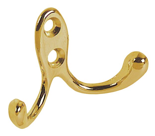 DOUBLE COAT HOOK, BRASS 1 DOUBLE COAT HOOK, BRASS