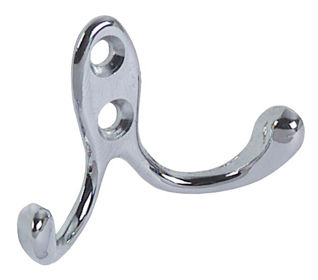 DOUBLE COAT HOOK, CHROME PLATED 1 DOUBLE COAT HOOK, CHROME PLATED
