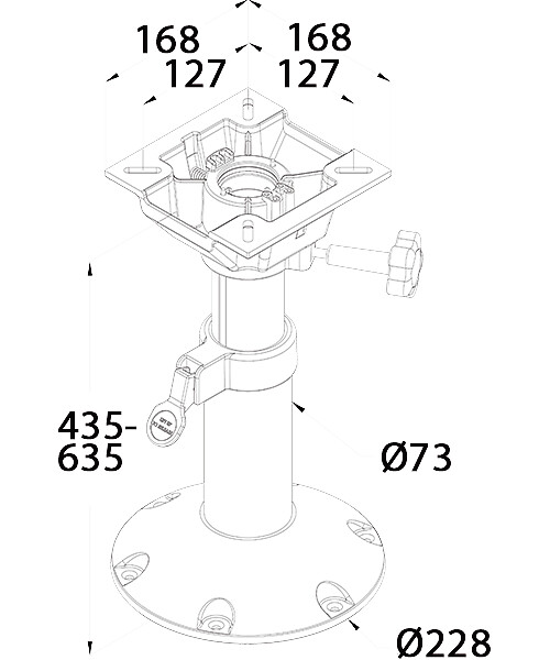 CHAIR LEG, ADJUSTABLE HEIGHT 3 CHAIR LEG, ADJUSTABLE HEIGHT - Image 3