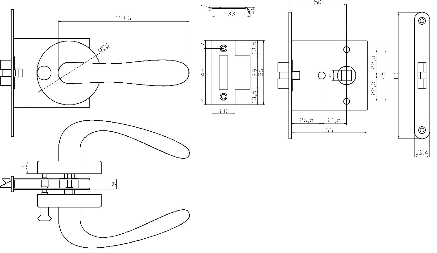 TOILET AND INTERIOR DOOR LOCK SET, RECESSED 2 TOILET AND INTERIOR DOOR LOCK SET, RECESSED - Image 2