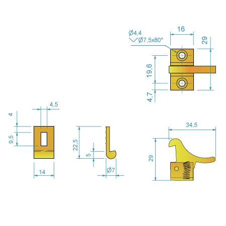 BRASS FINGER LATCH 4 BRASS FINGER LATCH - Image 4