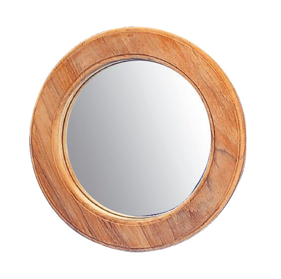 TEAK MIRROR, ROUND 27CM 1 TEAK MIRROR, ROUND 27CM