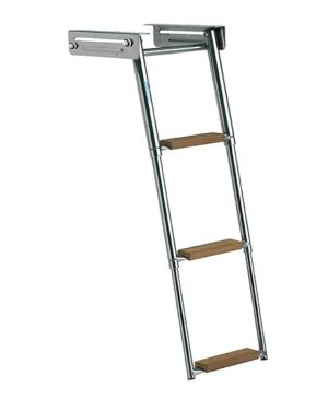 CASSETTE LADDER WITH LOCK, 3 TEAK STEPS