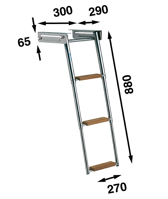 CASSETTE LADDER WITH LOCK, 3 TEAK STEPS 3 CASSETTE LADDER WITH LOCK, 3 TEAK STEPS - Image 3