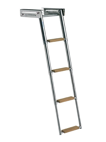 CASSETTE LADDER WITH LOCK, 4 TEAK STEPS 1 CASSETTE LADDER WITH LOCK, 4 TEAK STEPS