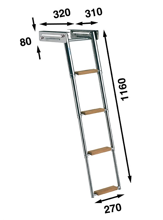 CASSETTE LADDER WITH LOCK, 4 TEAK STEPS 3 CASSETTE LADDER WITH LOCK, 4 TEAK STEPS - Image 3