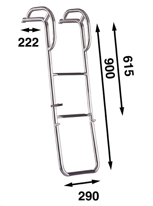 BOW LADDER WITH HANDLE 900MM, 3-STEPS 3 BOW LADDER WITH HANDLE 900MM, 3-STEPS - Image 3