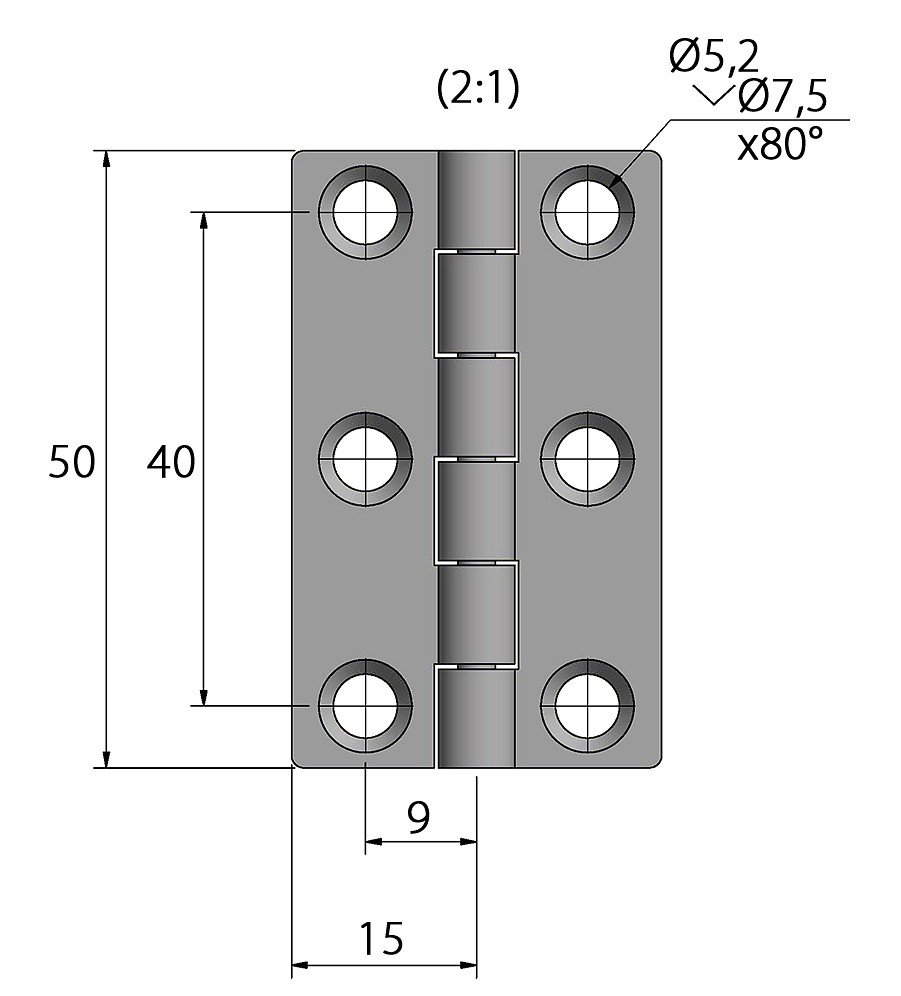 CENTER PIN HINGE 50x30MM 3 CENTER PIN HINGE 50x30MM - Image 3