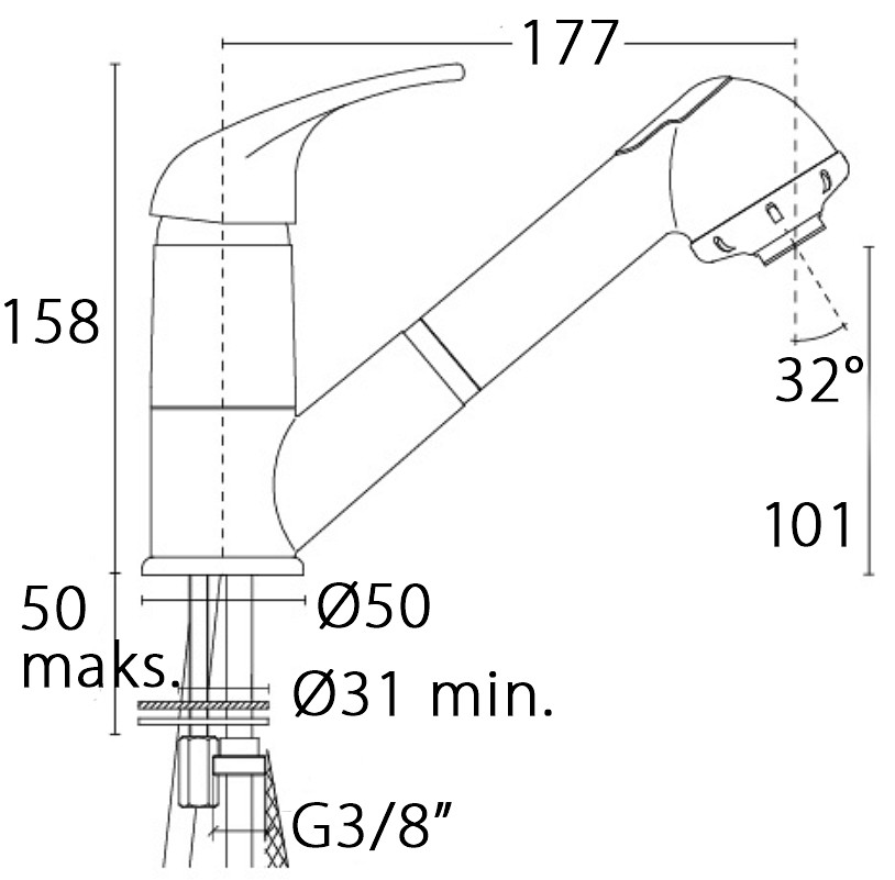 MIXER TAP JOLLY, WITH SHOWER 3 MIXER TAP JOLLY, WITH SHOWER - Image 3