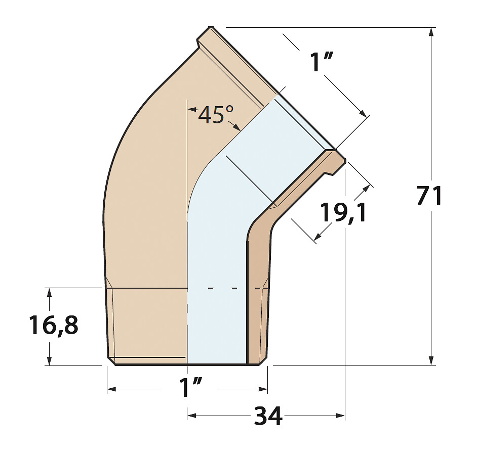 ANGLE 45° 1' MALE-FEMALE, BRONZE 3 ANGLE 45° 1' MALE-FEMALE, BRONZE - Image 3