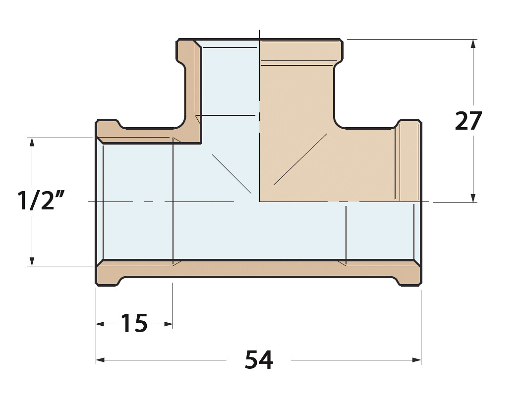 T-FITTING 1/2' BRONZE 3 T-FITTING 1/2' BRONZE - Image 3