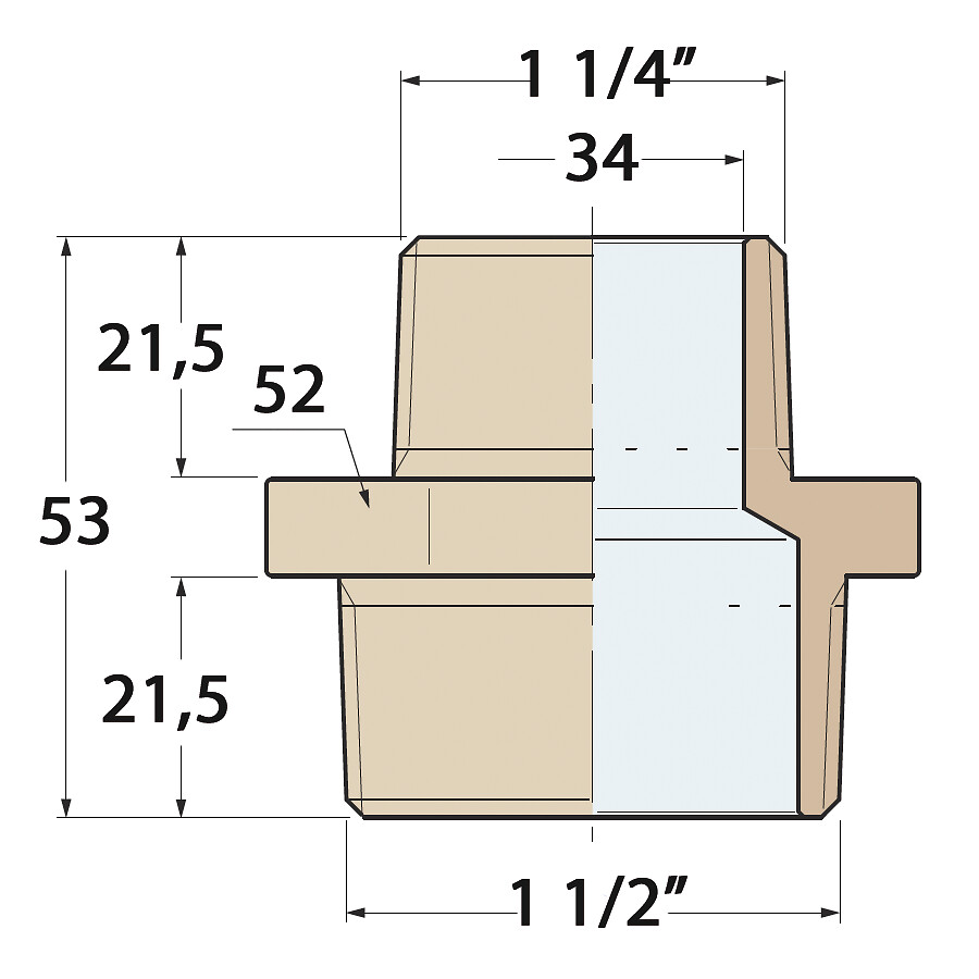 REDUCTION NIPPLE 1'1/2 X 1'1/4 BRONZE 3 REDUCTION NIPPLE 1'1/2 X 1'1/4 BRONZE - Image 3