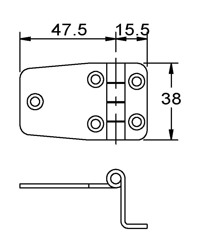 HATCH HINGE POLISHED AISI316, 20MM 2 HATCH HINGE POLISHED AISI316, 20MM - Image 2