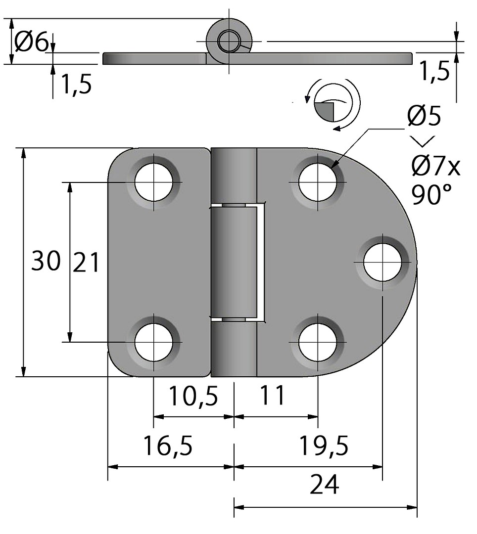 HINGE 36x40MM 3 HINGE 36x40MM - Image 3