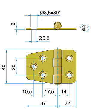 HINGE POLISHED BRASS 2 HINGE POLISHED BRASS - Image 2